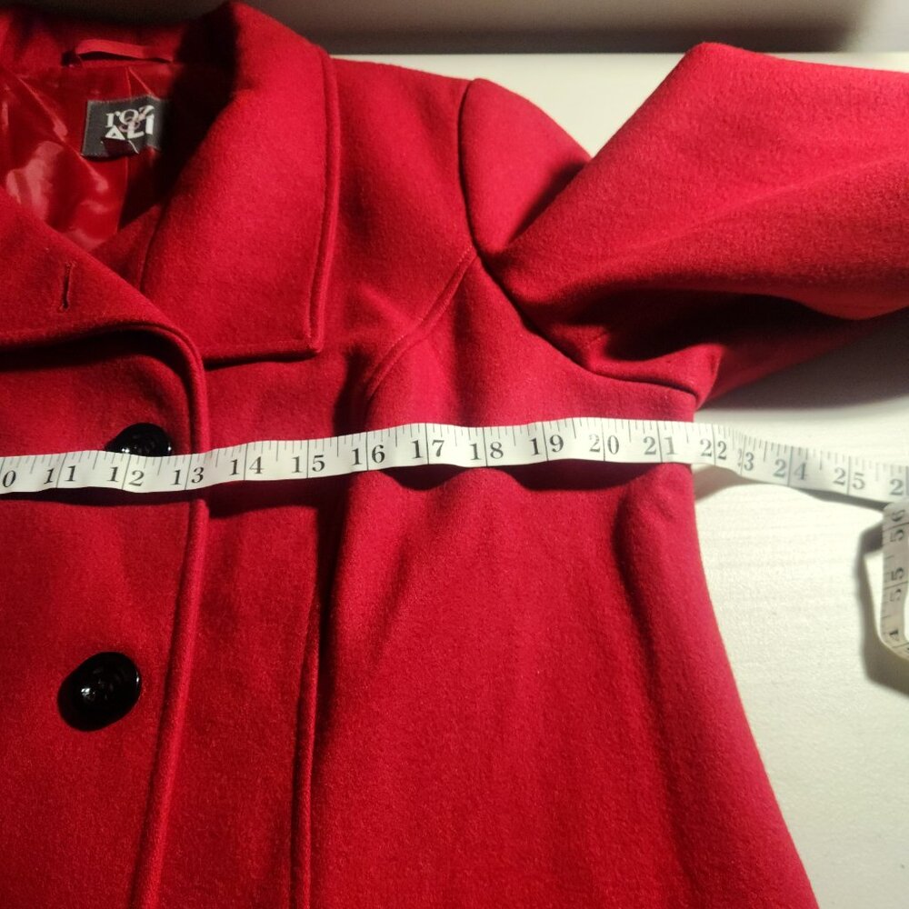 Roz & Ali Red Wool-Blend Coat Women’s 1X Classic Double-Breasted Preppy Casual - Picture 8 of 11